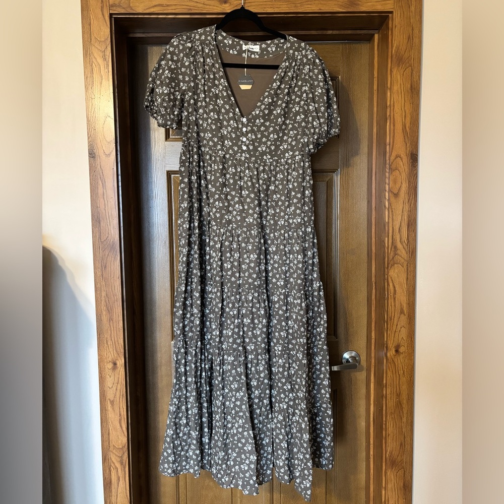 Pinkblush Charcoal Floral Midi Dress